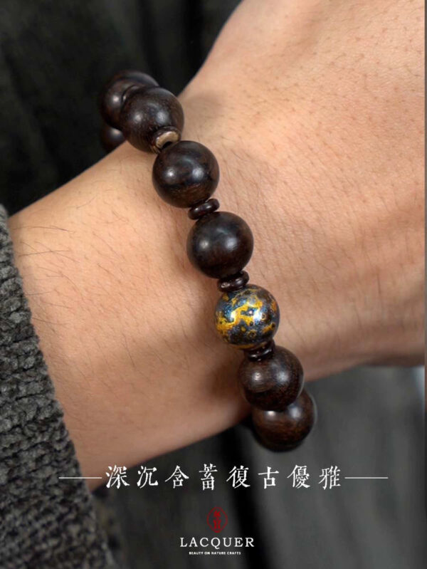 Large Lacquer Bead Men's Bracelet Daily Delicate Edition Agarwood Couple Intangible Fortune Qi Fu