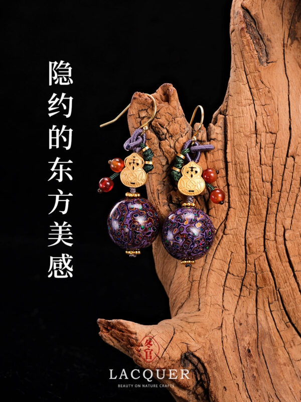 Large lacquer earrings collection, court fashion, high-end versatile Chinese niche design, retro light luxury