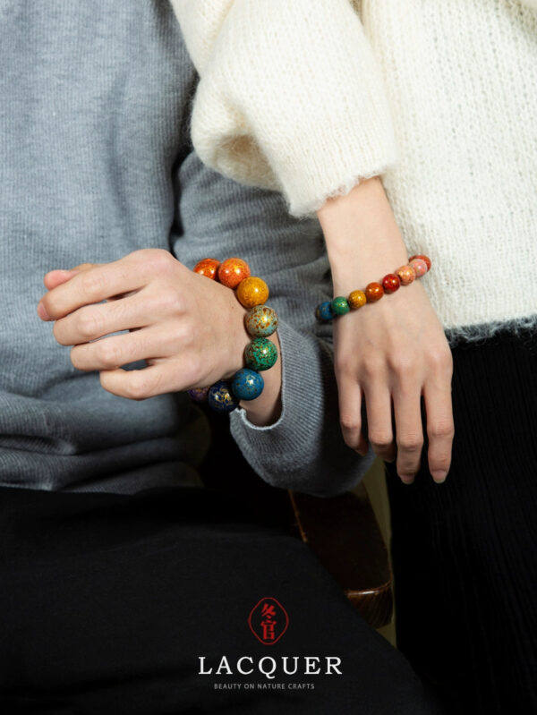Large lacquer bracelet, couple bead string, traditional retro Duobao intangible cultural heritage, clear and harmonious wind