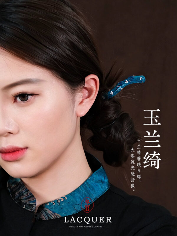 Large lacquer hairpin, lacquer head, retro niche light luxury ethnic style, court decoration, Magnolia Qi